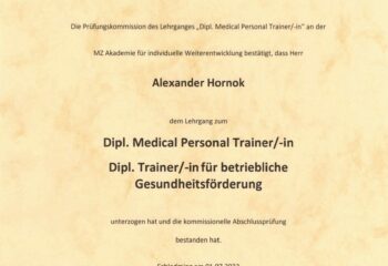 Medical Personal Trainer Zertifikat