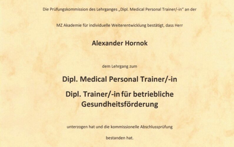 Medical Personal Trainer Zertifikat