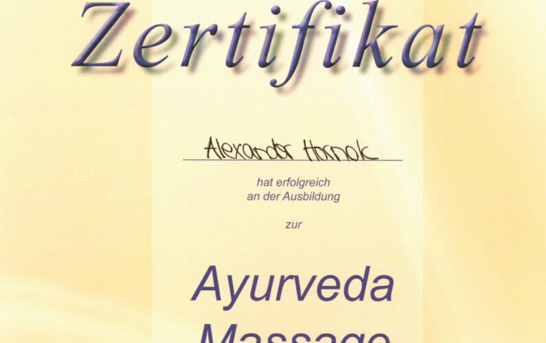 Ayurveda Zertifikat