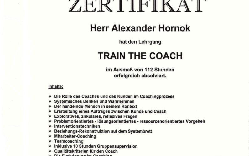 Zertifikat Train the Coach Version 2
